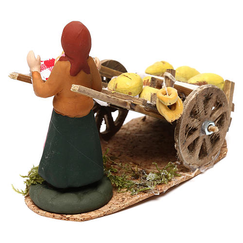 Woman with bread cart for Neapolitan Nativity scene 8 cm 3