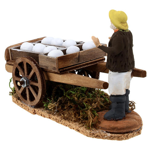 Man with a cart of raw bread, Neapolitan Nativity scene 8 cm 3