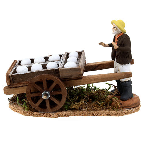 Man with a cart of raw bread, Neapolitan Nativity scene 8 cm 4