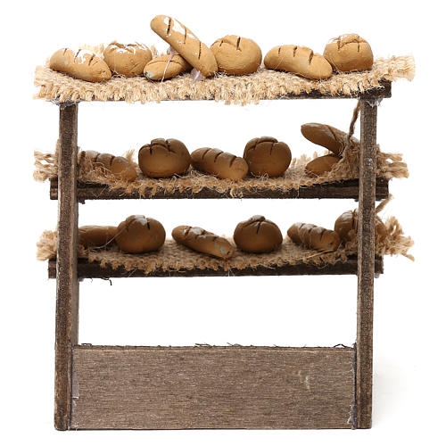 Bench on three levels with bread for Neapolitan Nativity Scene 10 cm 4