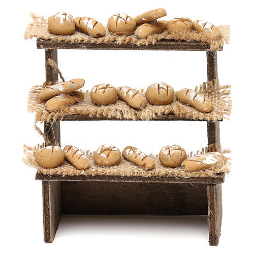 Banco su tre livelli con pane presepe napoletano 10 cm 1