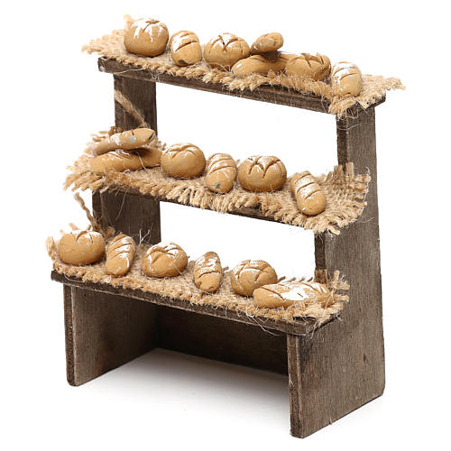 Banco su tre livelli con pane presepe napoletano 10 cm 2