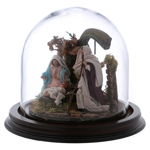 Natividad con campana de vidrio 8 cm belén napolitano 3