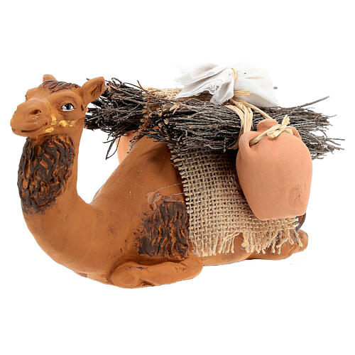Wielbłąd leżący, terakota, szopka neapolitańska 12 cm 2