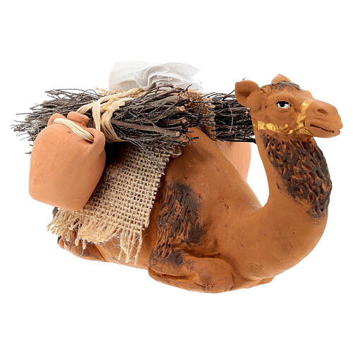 Miniature camel with load kneeling, 12 cm Neapolitan nativity 3