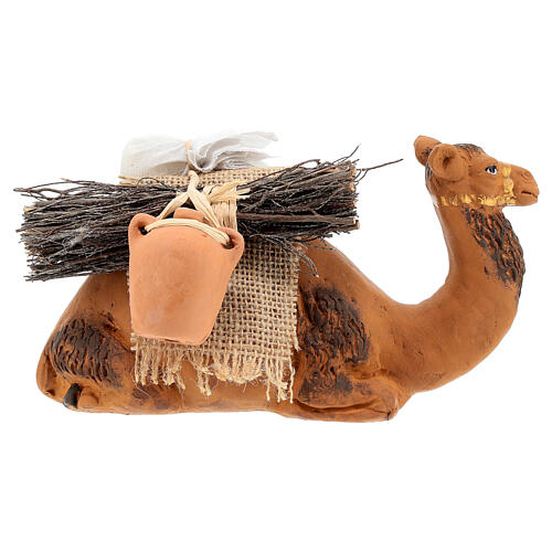Miniature camel with load kneeling, 12 cm Neapolitan nativity 4