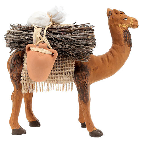 Kamel aus Terrakotta mit Säcken und Krügen Neapolitanische Krippe, 12 cm 4