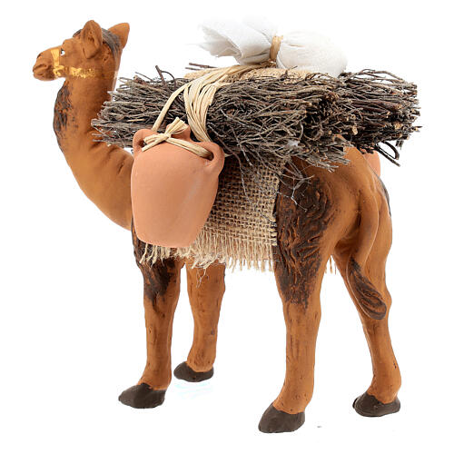 Kamel aus Terrakotta mit Säcken und Krügen Neapolitanische Krippe, 12 cm 6