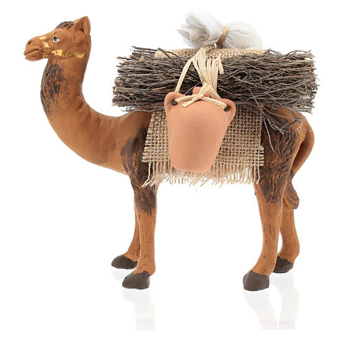 Camel with sacks and buckets in terracotta, 12 cm Neapolitan nativity 1