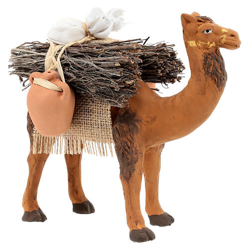 Camel with sacks and buckets in terracotta, 12 cm Neapolitan nativity 3