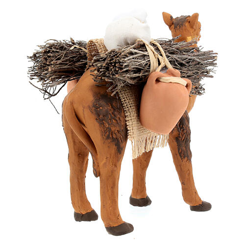 Camel with sacks and buckets in terracotta, 12 cm Neapolitan nativity 5
