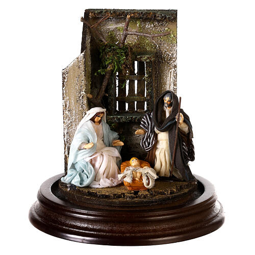 Holy Family set in glass dome, 6 cm Neapolitan nativity scene 2
