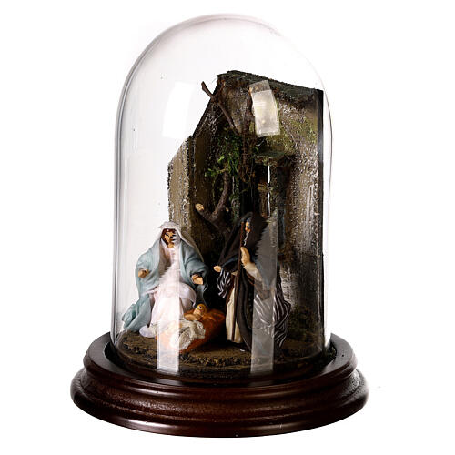 Holy Family set in glass dome, 6 cm Neapolitan nativity scene 3