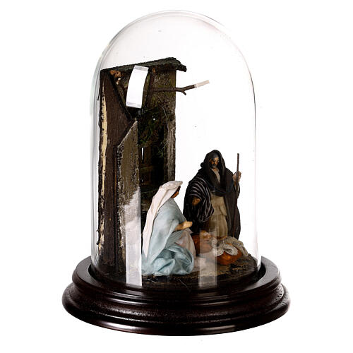 Holy Family set in glass dome, 6 cm Neapolitan nativity scene 4