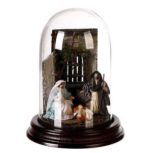 Scène nativité cloche en verre crèche napolitaine 6 cm 1