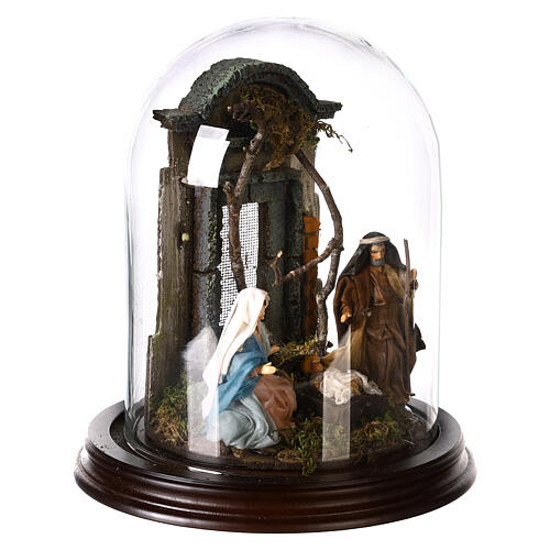 Holy Family in glass dome, 8 cm Neapolitan nativity 4