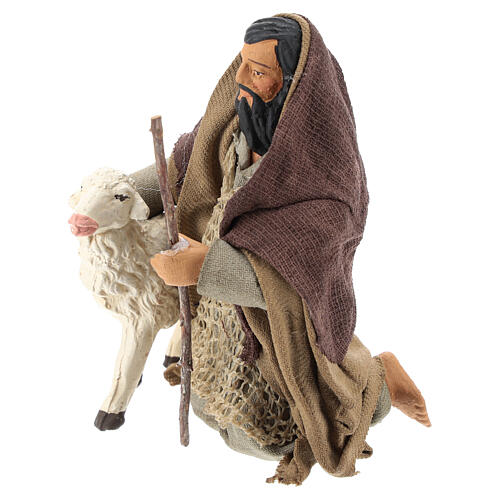 Arab nativity shepherd kneeling with sheep 14 cm 3