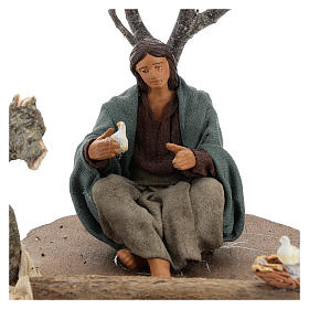 Woman sitting under the tree with birds Nativity scenes 14 cm