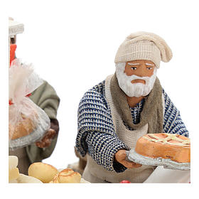 Pasteleiro com banca de doces e movimento para presépio com figuras de 13 cm de altura média