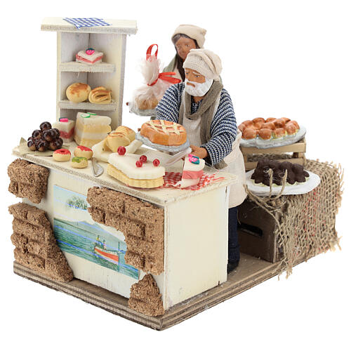 Pastry chef with sweets counter and animated 13 cm 3