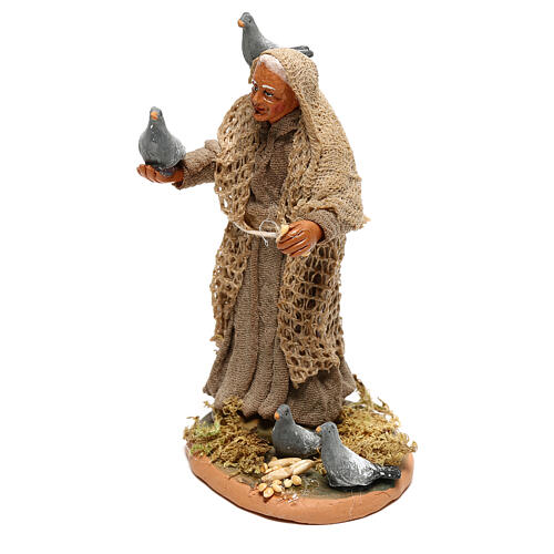 Old lady with doves for Neapolitan Nativity Scene with 10 cm characters 2