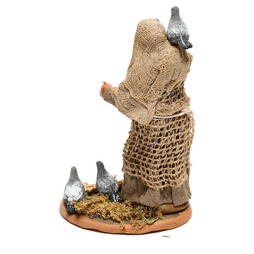 Old lady with doves for Neapolitan Nativity Scene with 10 cm characters 4