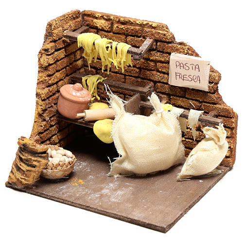 Scène pâtes fraîches 10x15x10 cm pour crèche Naples 10 cm 2