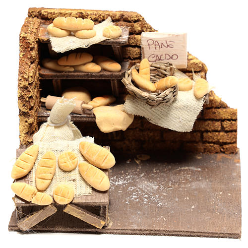 Scena panettiere 10x15x10 cm per presepe napoletano di 10 cm 1