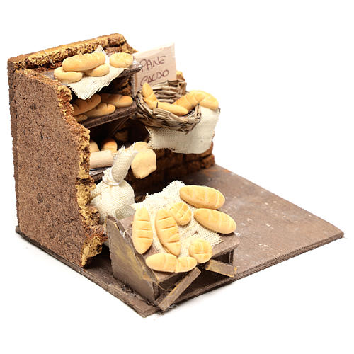 Scena panettiere 10x15x10 cm per presepe napoletano di 10 cm 3