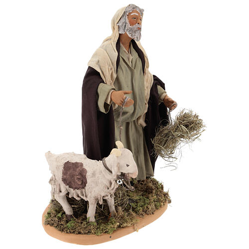 Shepherd with goat on leash, 24 cm Neapolitan nativity 4