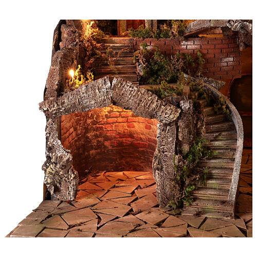 Village setting for 8 cm Neapolitan Nativity scene, with moving mill 4
