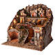 Village setting for 8 cm Neapolitan Nativity scene, with moving mill s3