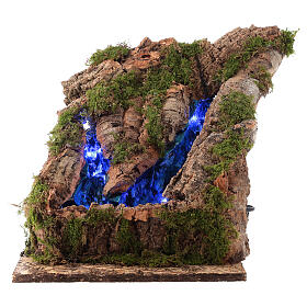 Mini waterfall with two flows, night light effect, 10 cm Naples nativity