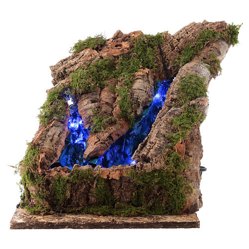 Mini waterfall with two flows, night light effect, 10 cm Naples nativity 1