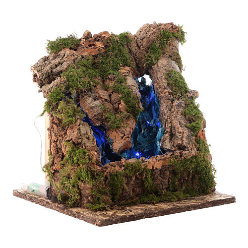 Mini waterfall with two flows, night light effect, 10 cm Naples nativity 3