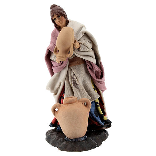 Woman with vases, 8 cm Neapolitan nativity figurine 1