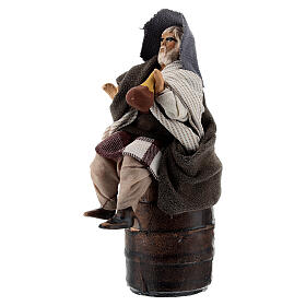 Drunkard with flask on barrel, 8 cm Neapolitan nativity figurine