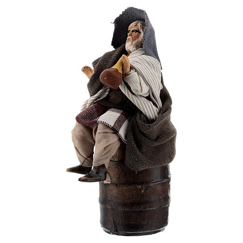 Drunkard with flask on barrel, 8 cm Neapolitan nativity figurine 2
