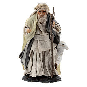Shepherd with goat and stick, 8 cm Neapolitan nativity terracotta