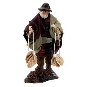 Homme avec pains santon terre cuite crèche napolitaine 8 cm