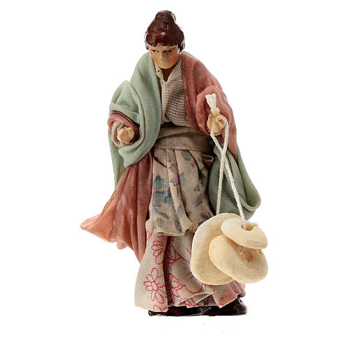 Woman with friselle bread, 8 cm Neapolitan nativity figurine 1