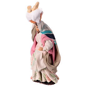 Donna con cesti pane terracotta presepe napoletano 8 cm
