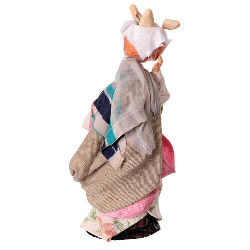 Kobieta z koszami chleba, terakota, figurka do szopki neapolitańskiej, 8 cm 3
