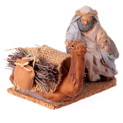 Homme arabe avec chameau chargé de jarres terre cuite crèche napolitaine 8 cm 3