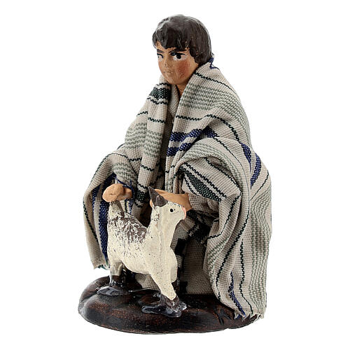 Boy with little goat 8 cm Neapolitan nativity figurine 2