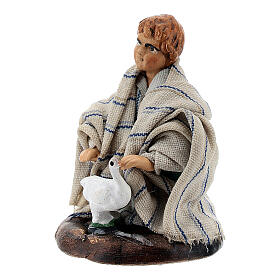 Chłopiec z gąską – figurka z terakoty do szopki neapolitańskiej 8 cm