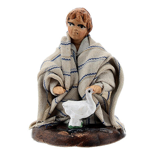 Chłopiec z gąską – figurka z terakoty do szopki neapolitańskiej 8 cm 1