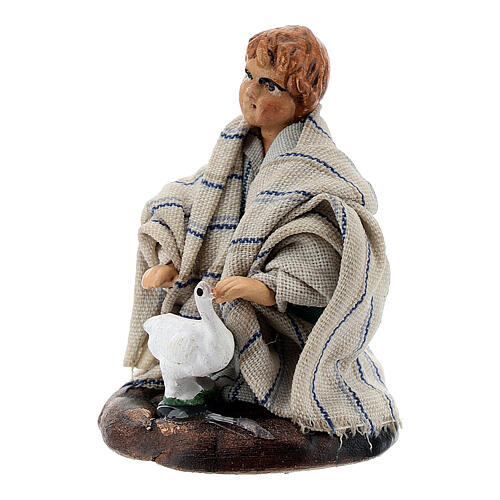 Chłopiec z gąską – figurka z terakoty do szopki neapolitańskiej 8 cm 2