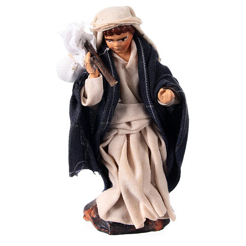 Boy carrying sacks over shoulder, 8 cm Neapolitan nativity figurine 1