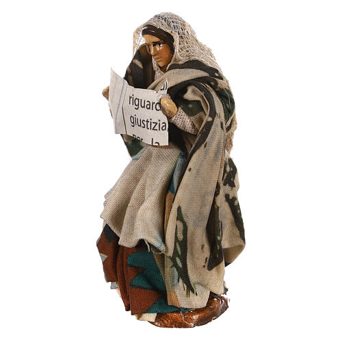 Woman with story book, 8 cm Neapolitan nativity figurine 2